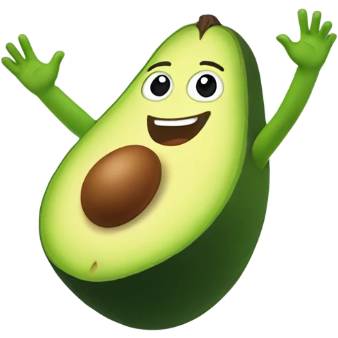happy avocado with hands up emoji