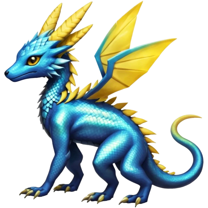 Shiny Iridescent Helioptile-Salandit-Jolteon-Fakémon-hybrid-creature (full body)  emoji