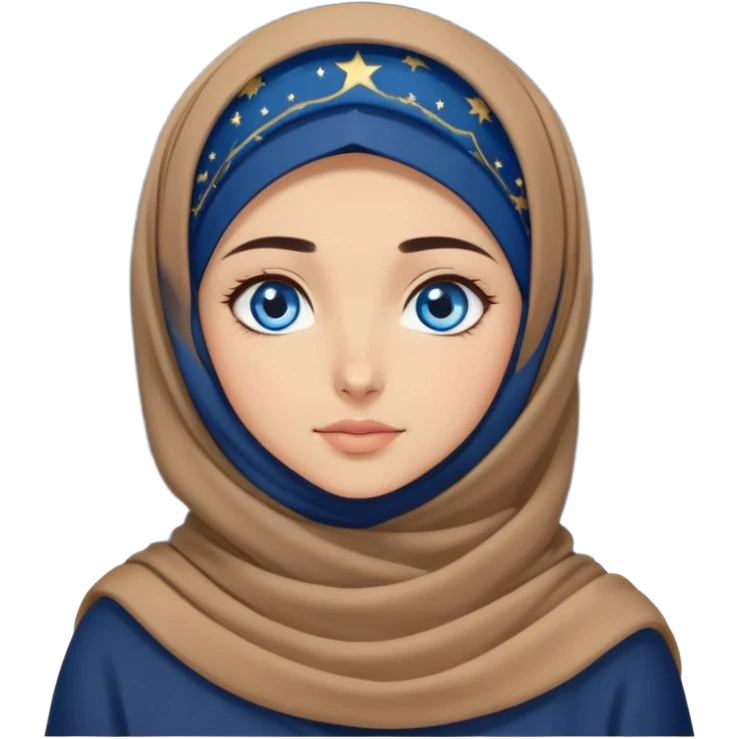 Turkish beautiful finish Konya girl blue eyes with starry night hijab and watching the sky on the ground  emoji