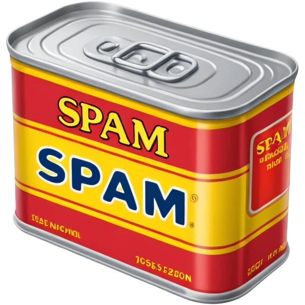 A can of classic “SPAM” (rectangular shaped can like the way spam is shaped) emoji