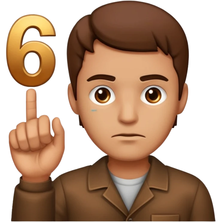man frowning holding up numbers 6 and 7 emoji