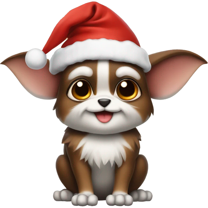 Cute  gremlins with Christmas hat emoji
