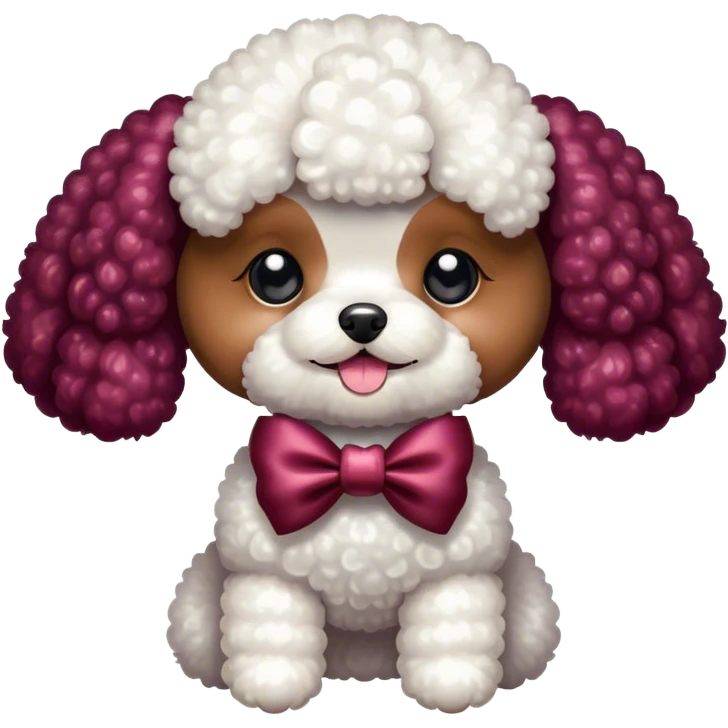 Maroon bow with glitter and a toy poodle  emoji