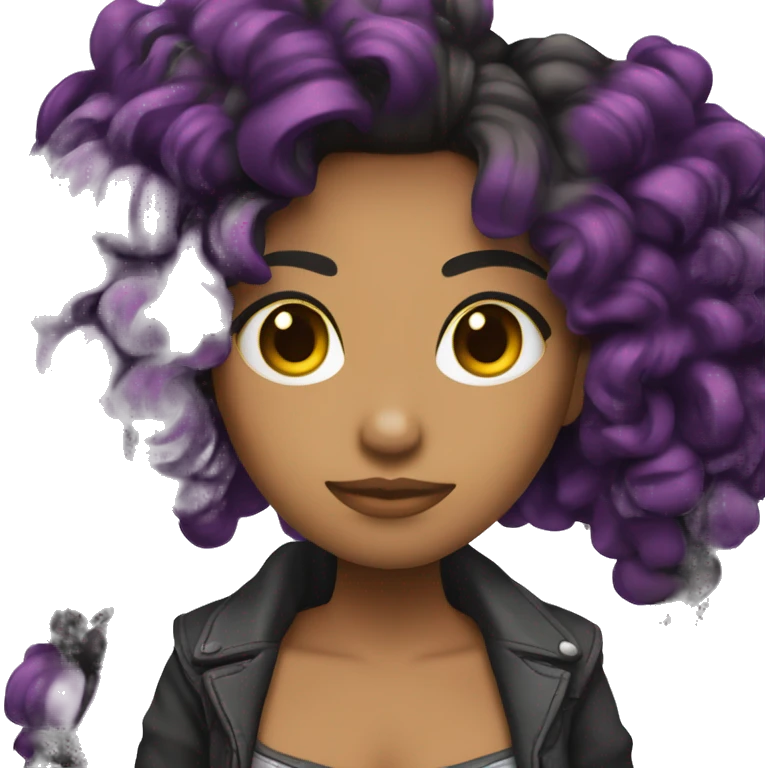Chica cabello negro y mechones morados  emoji