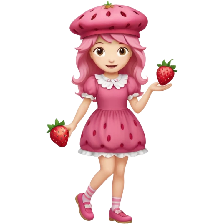 Strawberry shortcake human girl full body and legs with a strawberry hat on her hair without a cake emoji