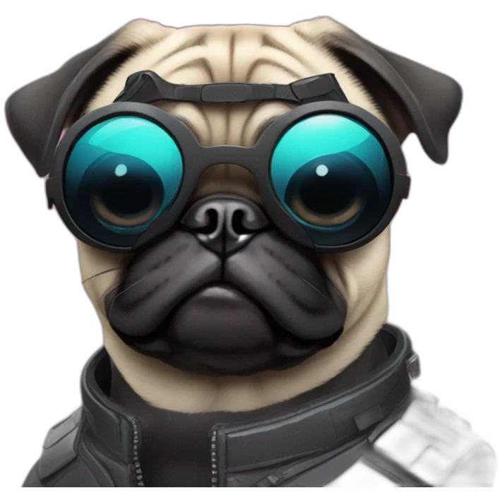 pug with black sunglasses and wearing a cyberpunk suit emoji
