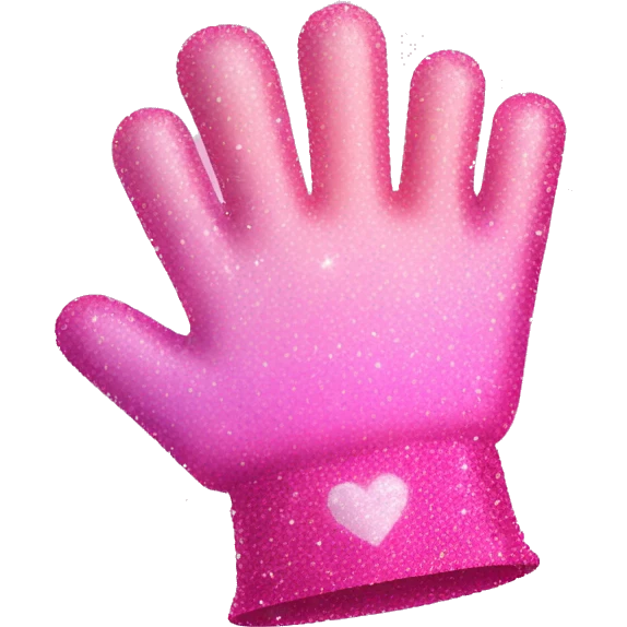 Pink ombre medical gloves with glitter emoji