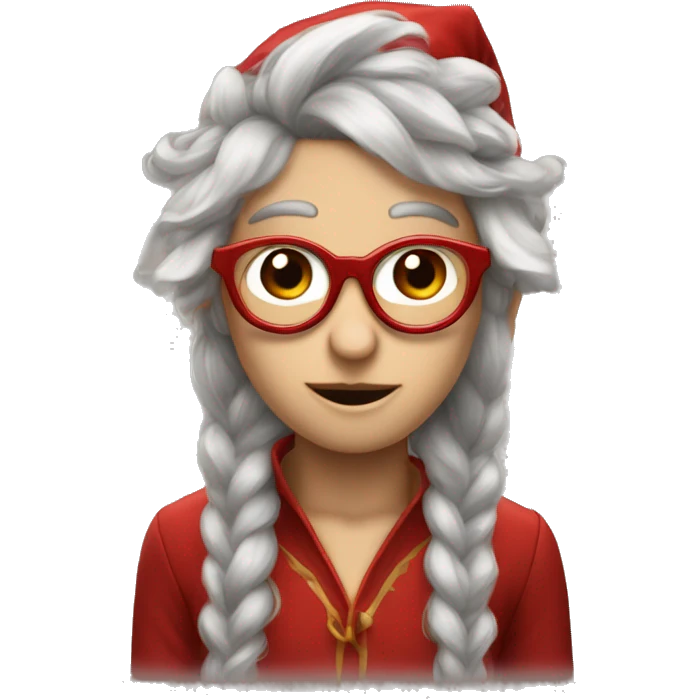 une elfe au cheveux rouge avec des lunettes qui pleure emoji