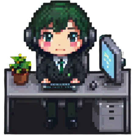 chibi office IT worker with computer emoji