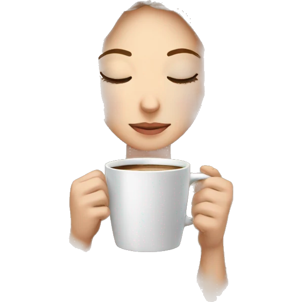 White girl inside a blanket sipping coffee eyes closed emoji