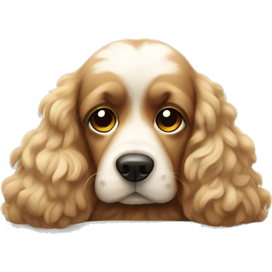 Cocker fluffy dog in cozy settings emoji