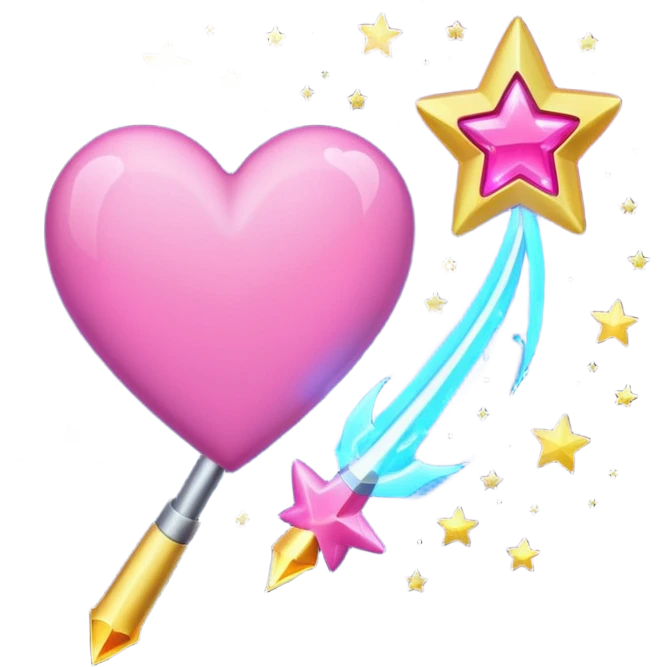 wand with a shooting star pink heart like the heart is the shooting star emoji emoji
