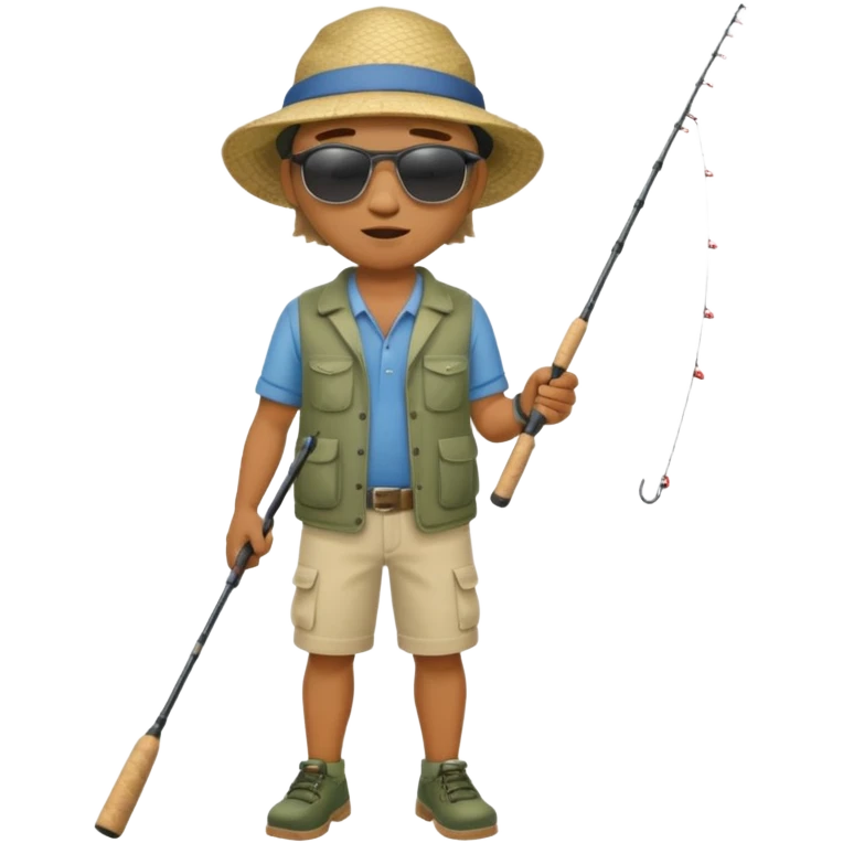 Man in motion casting a fishing rod full body emoji