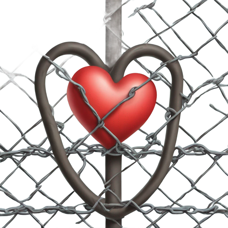 A heart encircled by chain link fence topped with razor wire  emoji