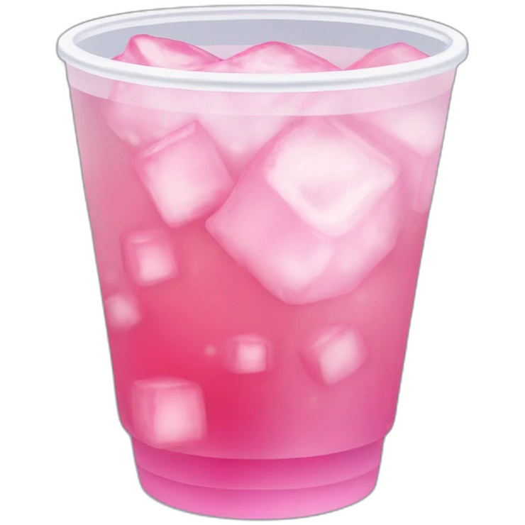 pink drink with ice cubes in a white plastic cup emoji