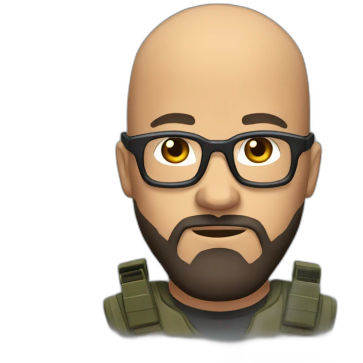 Bald guy with glasses and beard playing call of duty emoji