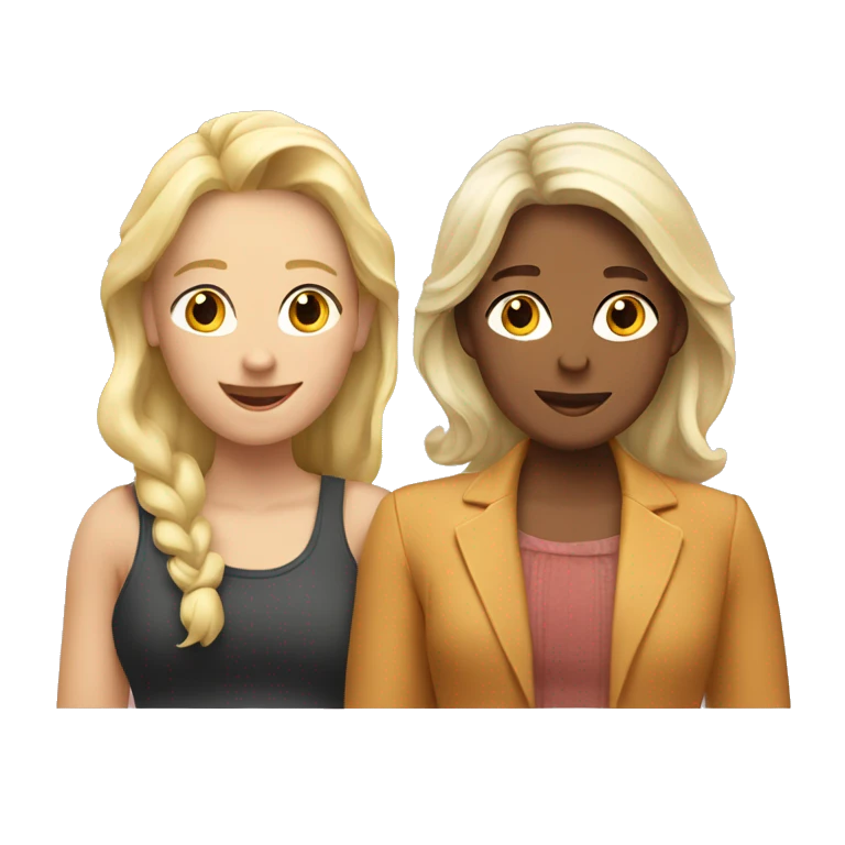 two lesbians: one is older, femme and blond. Another is younger  emoji