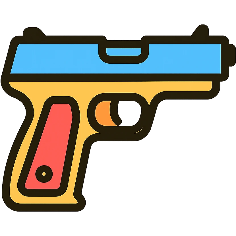 colored gun icon, simple and clear emoji