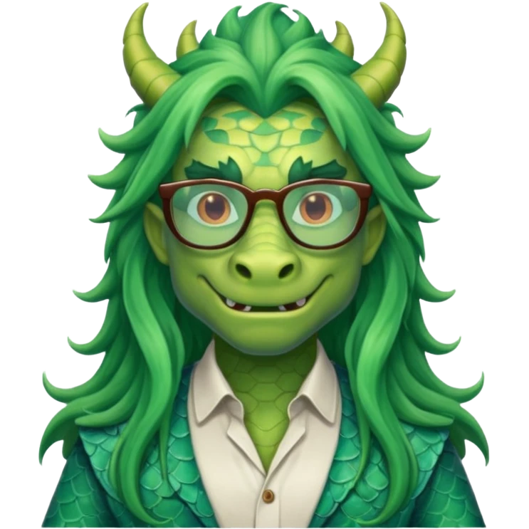 long hair dragon with shirt and glasses emoji
