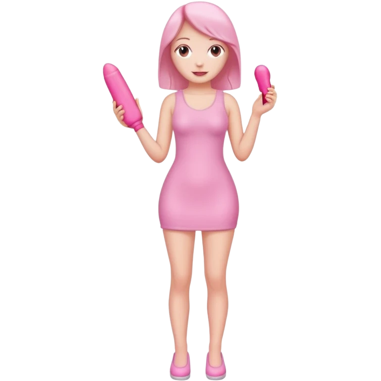 Naked girl full body holding dildo emoji