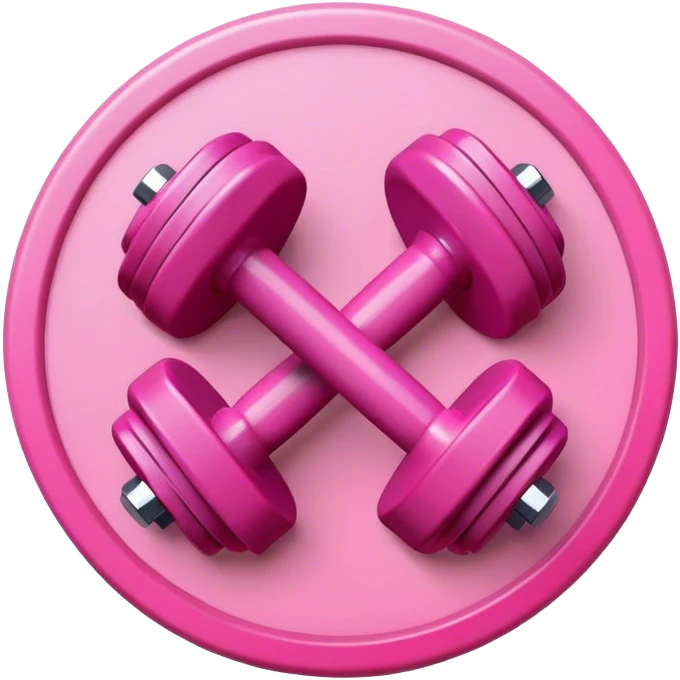 Pink dumbbells on pink circle emoji