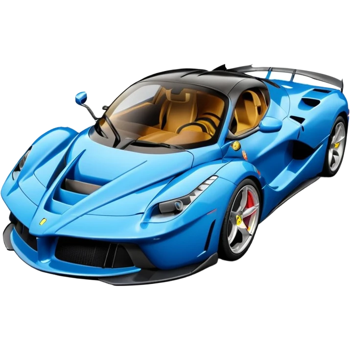 Blue LaFerrari sports car with doors open with a slight soft blue glow emoji