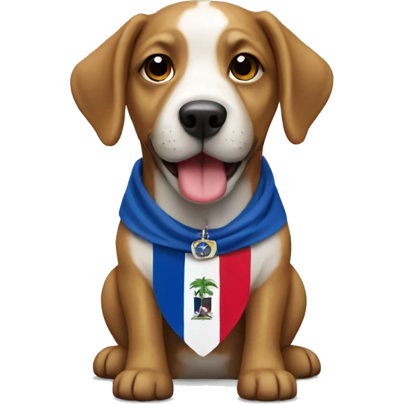 Dog wearing a Dominican flag emoji
