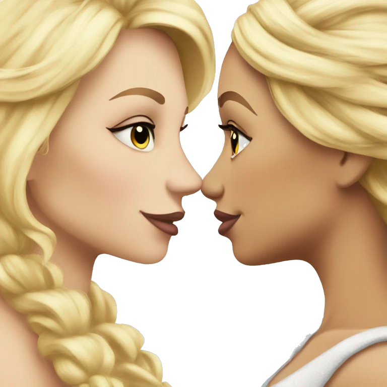 2 women princesses couple blonde deep kiss emoji