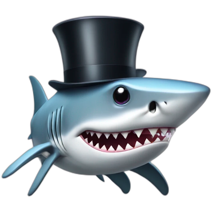 Shark with a top hat emoji