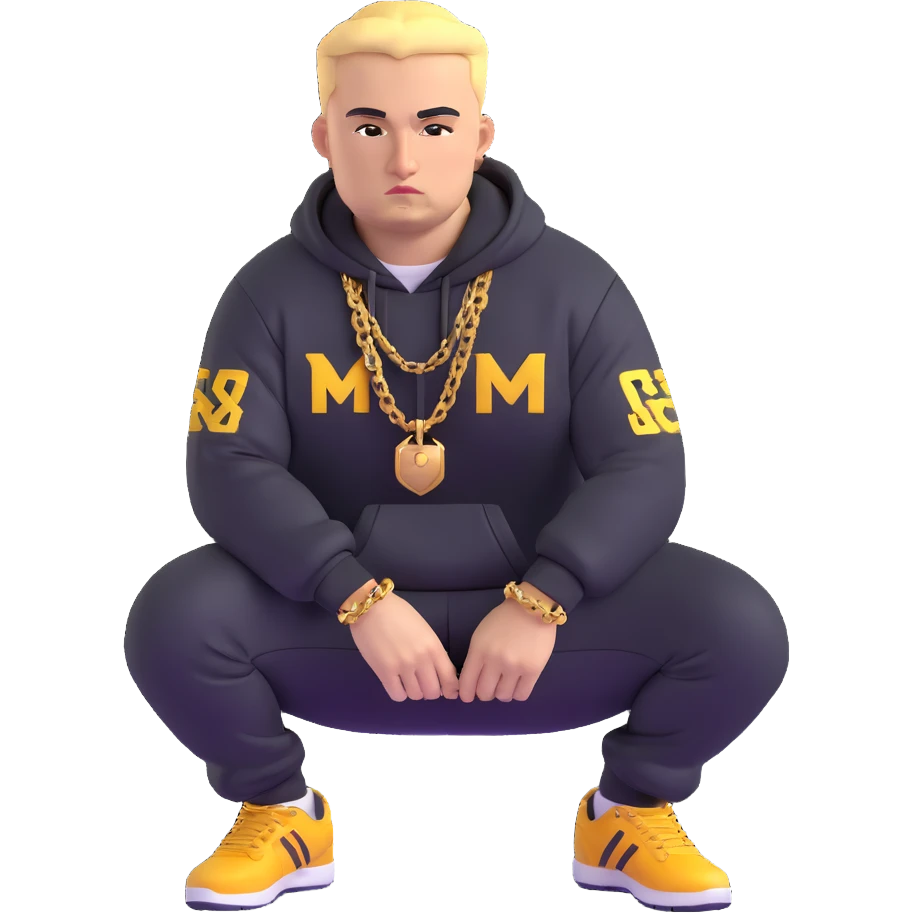Russian gangster squatting, wearing a tracksuit and gold chain emoji