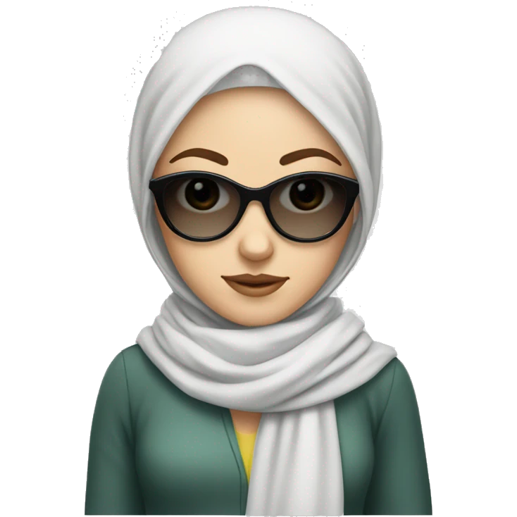 White girl in sunglasses and headscarf emoji