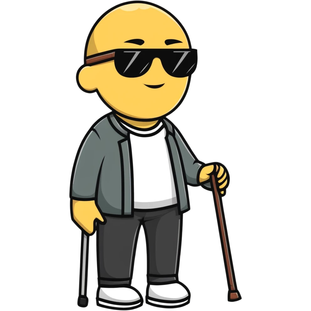 blind man with sunglasses and a walking stick emoji
