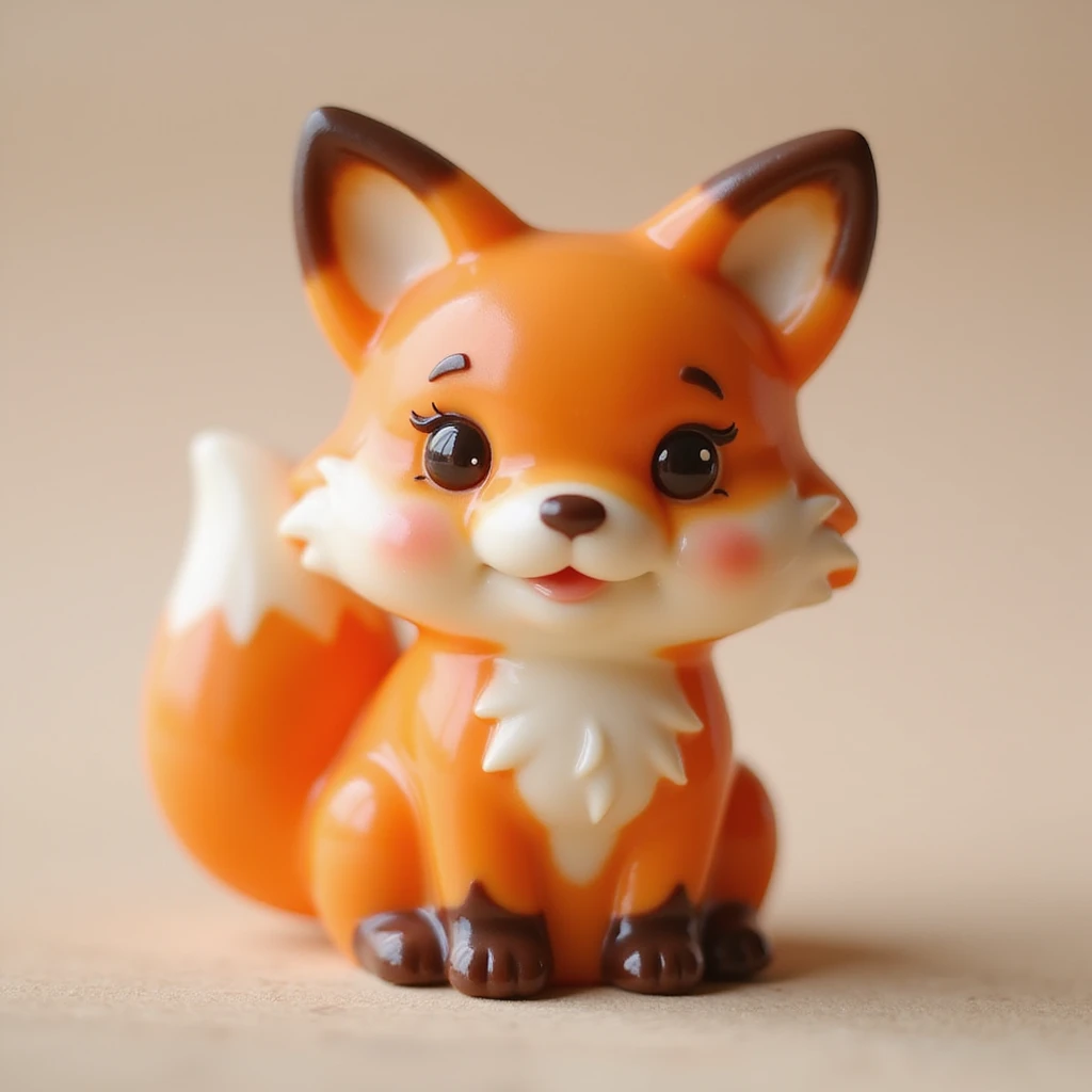 realistic candy shaped like a cute fox, photorealistic style emoji