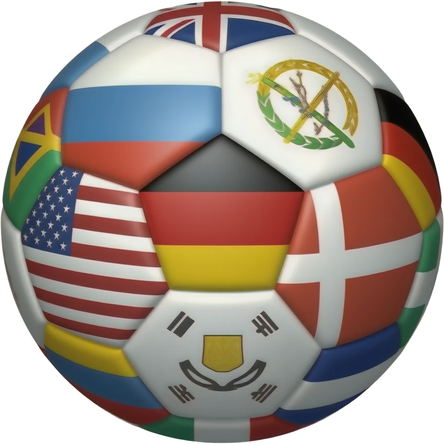 Ballons de foot avec tout les drapeaux des pays sur le même ballon emoji