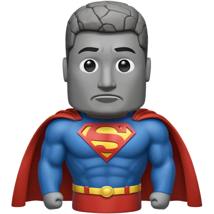 a moai emoji with a superman cape with the original face 🗿 emoji