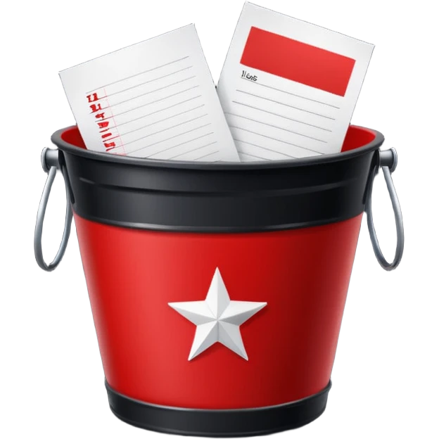 black bucket paper with names in it with red texas on front  emoji