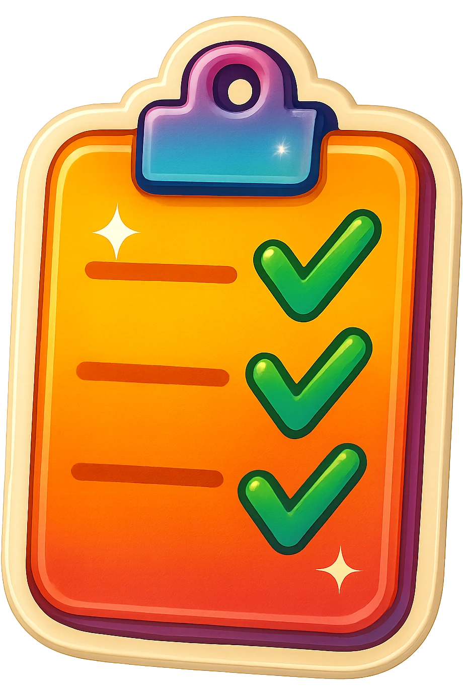 cute and vibrant sticker of a clipboard with checkmarks emoji