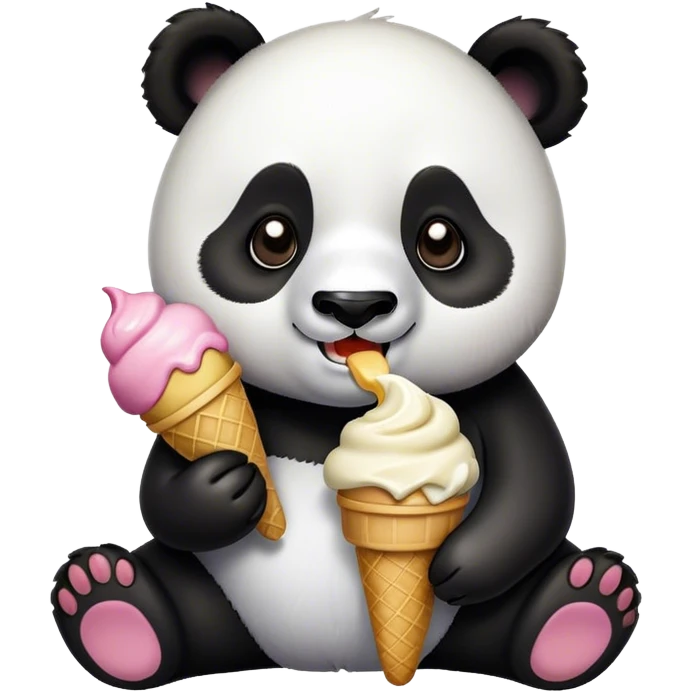 Panda eating ice cream emoji