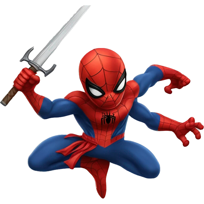 Spider-man with a BIG SWORD in a fighting pose emoji