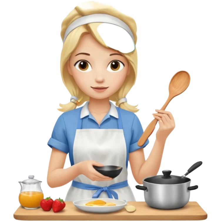 haz una chica rubia preparando un desayuno emoji