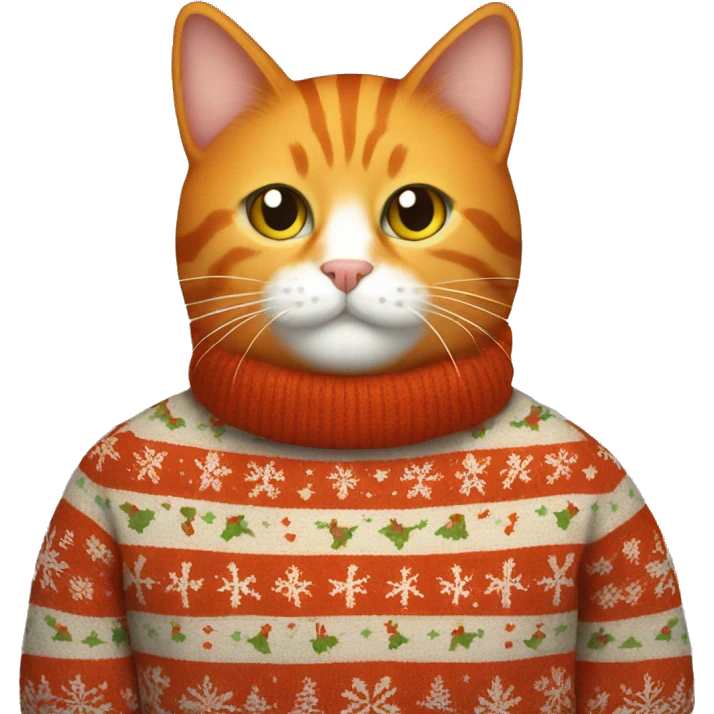 Orange cat in Christmas sweater  emoji
