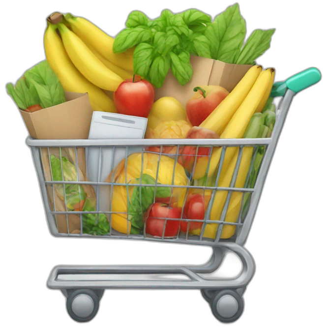 shopping cart with groceries inside emoji