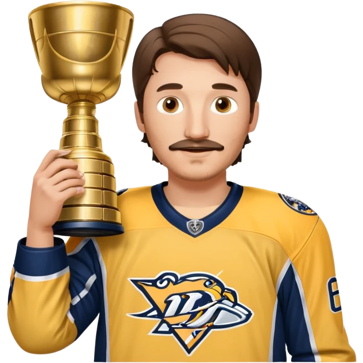 Filip Forsberg Holding Stanley cup with mustache in Predators gear emoji