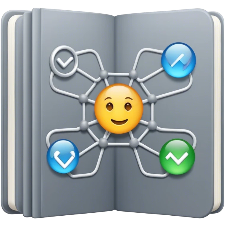 magical grey book of networking with a web emoji