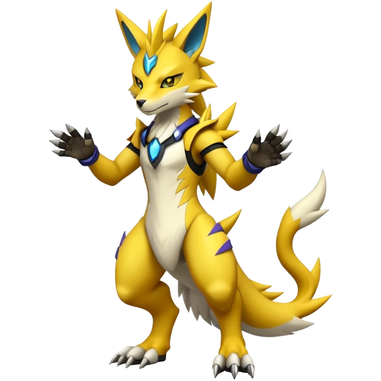 Modern Cyber Renamon-Zeraora full body emoji