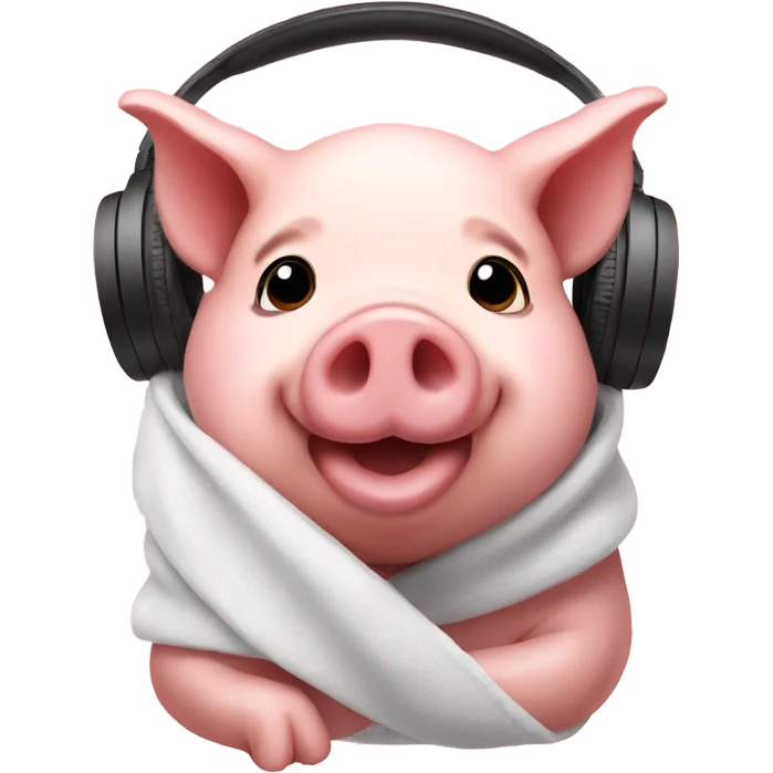 pig in a blanket with headphones  emoji