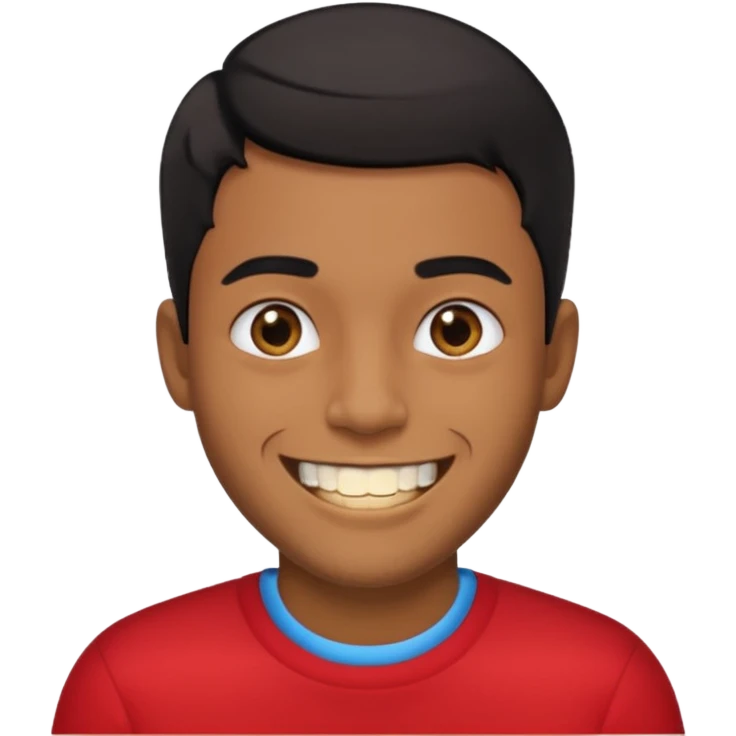 Isso agora faca esse emoji masculino com um cabelo preto baixo e um sorriso com um dente de ouro emoji