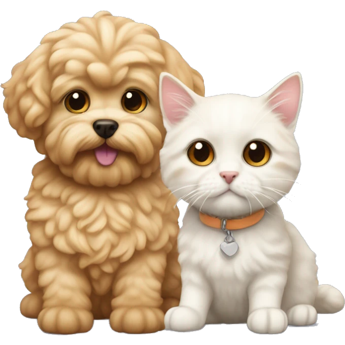 White-ginger cat AND apricot Maltipoo together  emoji