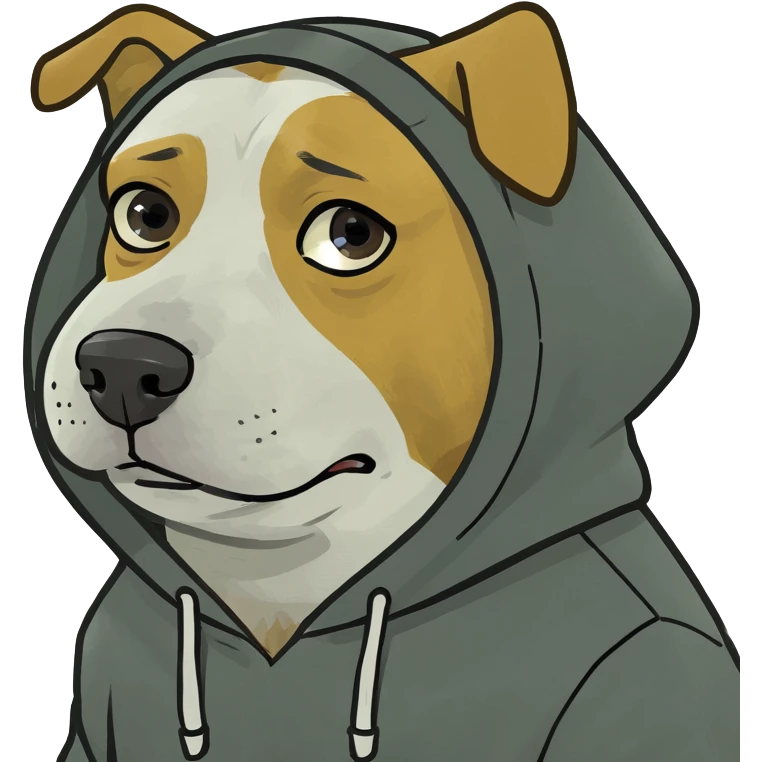 sad dog in bart hoodie emoji