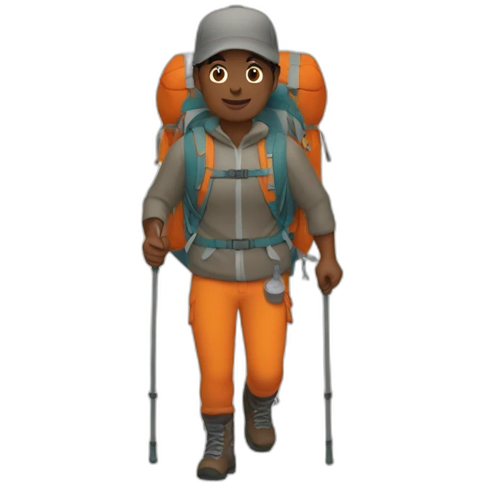 hiker with orange backpack emoji